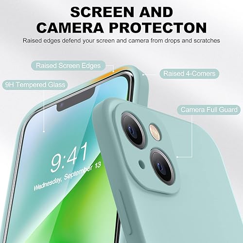 Miniatura 444 de BossKiss Funda compatible con iPhone 14 Pro, silicona mejorada [protección de cámara] [2 protectores de pantalla 9H], forro interior de microfibra