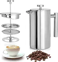 Cafeteira de Aço Inoxidável, 800 mL, Ferramenta de Servir Cafetiere de Parede Dupla, Perfeita para Casa, Escritório, Viagem & Camping
