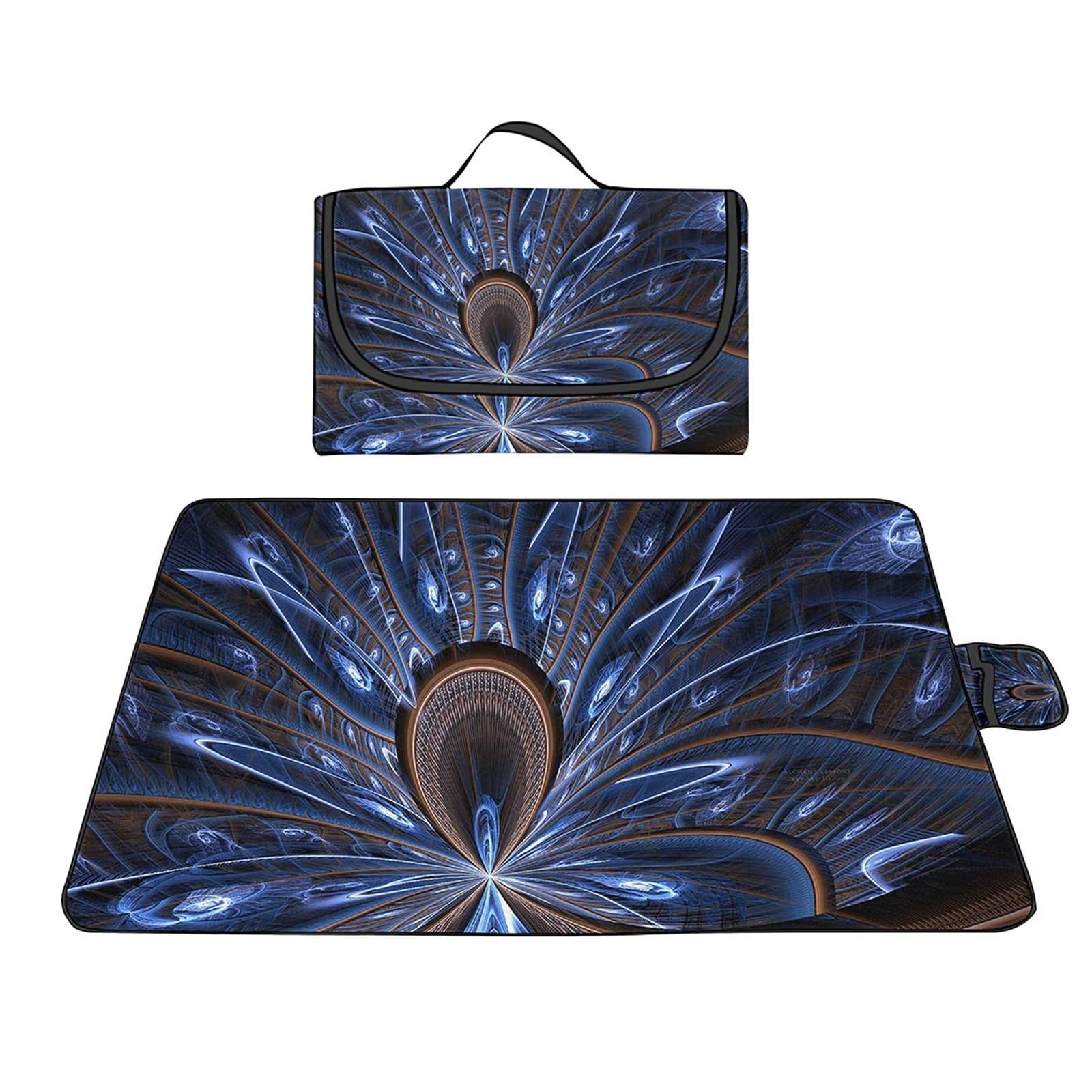 Couverture Pique-nique Imperméable 100x150cm,Couverture Plage Extérieure XXL Tapis de Plage,Géométrie fantaisie Camping Couverture étanche Pique-nique avec Poignée pour Camping Randonnée Parc Plage