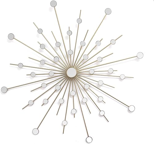 Stratton Home Decor Espejo brillante para decoración de pared de explosión de 0.50 pulgadas de profundidad x 24.00 pulgadas de alto, dorado