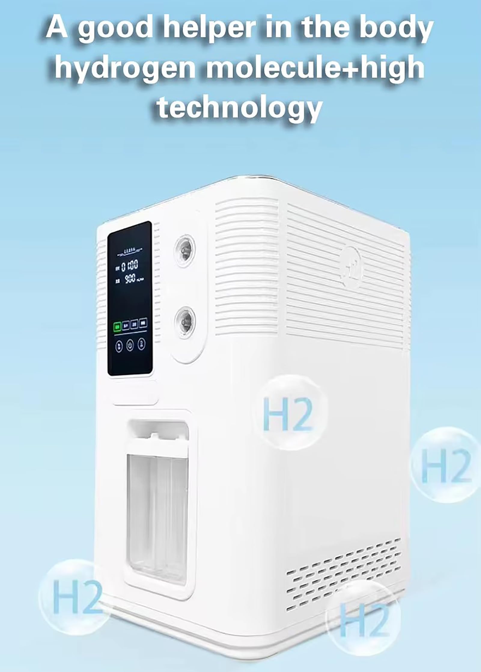 Wasserstoffgenerator für die H2-Inhalation, 99,99% Reiner H2-Inhalator mit Doppelausgang, Wasserstoffwassergerät mit PEM-Technologie, Einstellbarer Durchfluss 1500ml/min