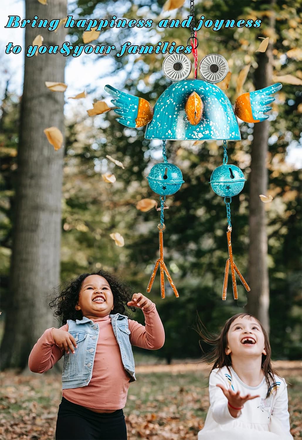Rooster Solar Wind Chimes for Outside,Funny Chicken Decor for Outdoor Patio Porch or Backyard, Rooster Decor, (Blue)