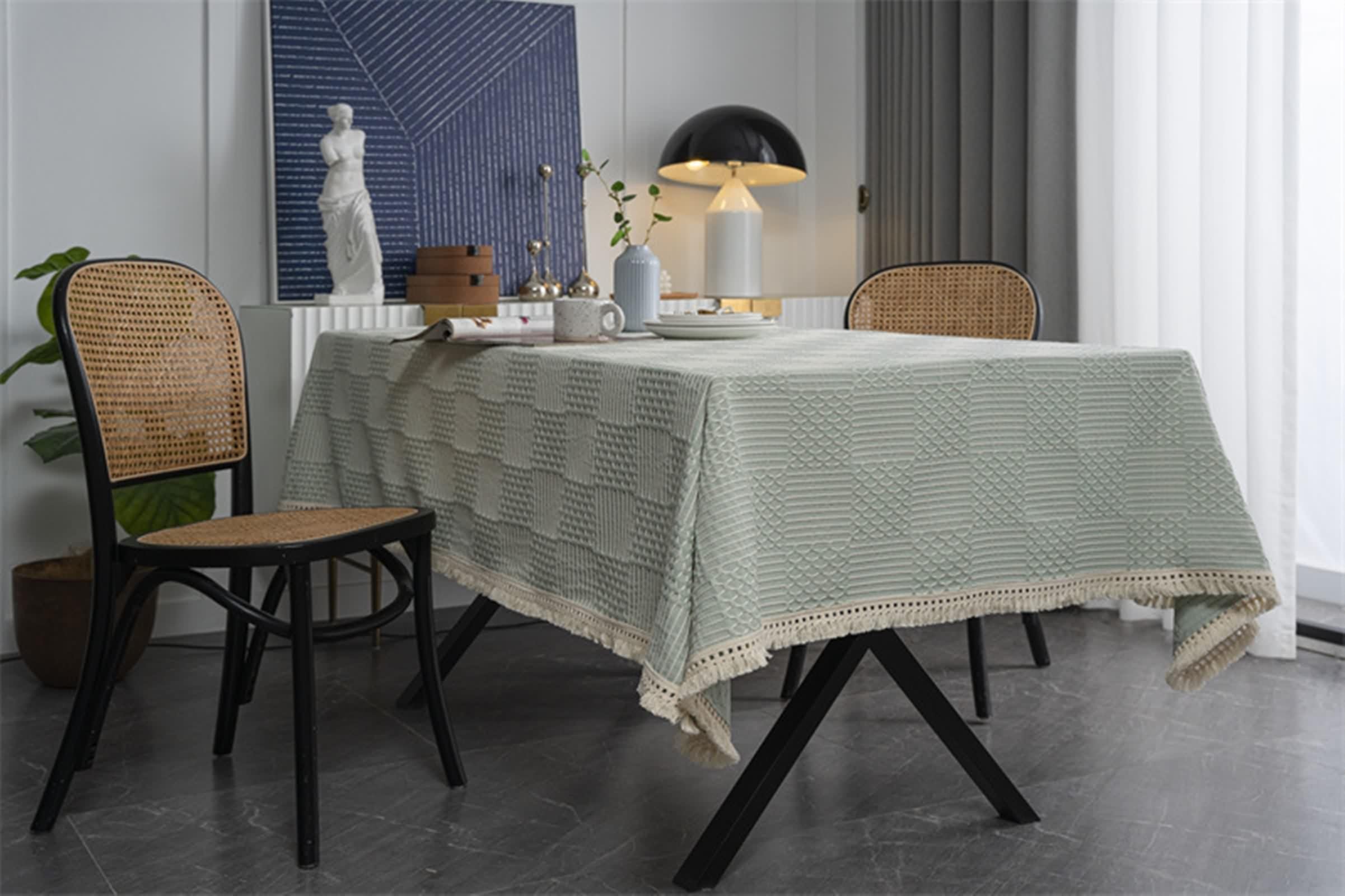 Tovaglia Elegante Tavolo Soggiorno, Tovaglia Poliestere Verde Chiaro Controllo Del Colore Solido Copri Tavolo 120X160CM per Cucina
