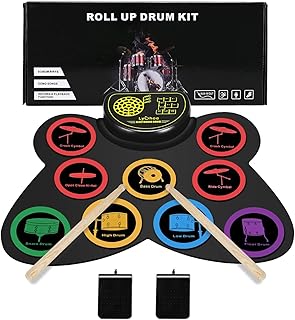Lychee Electronic Drums Set Foldable, 9 Pads Roll-Up Stereo Electronic Drum Kit Built-in Speaker Drum Support External Connection, Great Holiday Xmas Birthday Gift for Kids & Adults & Beginners