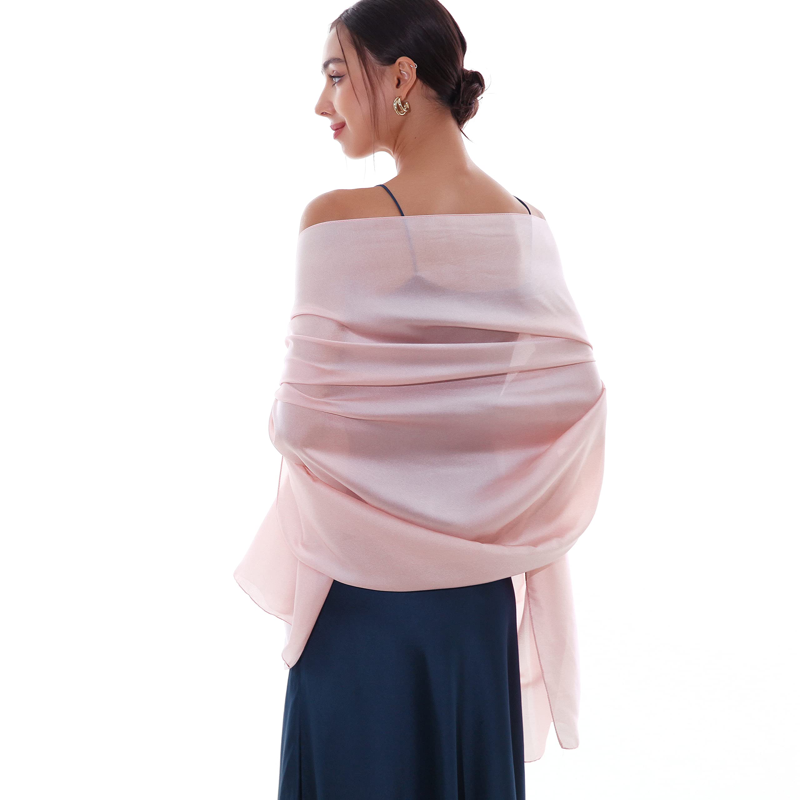 RIIQIICHY Women Shawls and Wraps for Evening Dresses Like Chiffon Silk Scarf Formal Silky Pashmina Shawls for Weddings