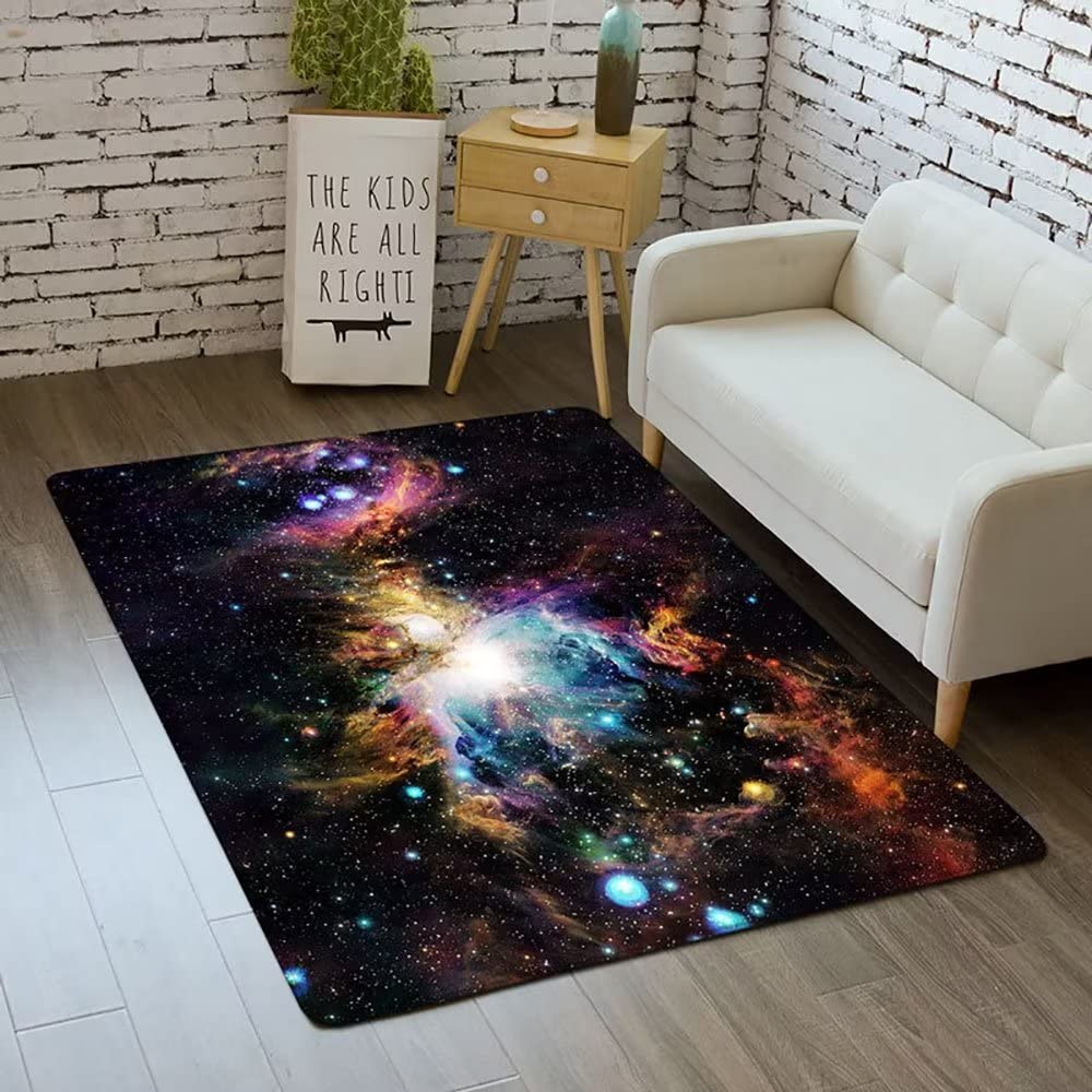 Dsopoy Outer Space Galaxy Area Rug for Boys Room 4x5 ft Soft Non-Slip Solar System 3D Planet Universe Rug for Kids Bedroom Living Room