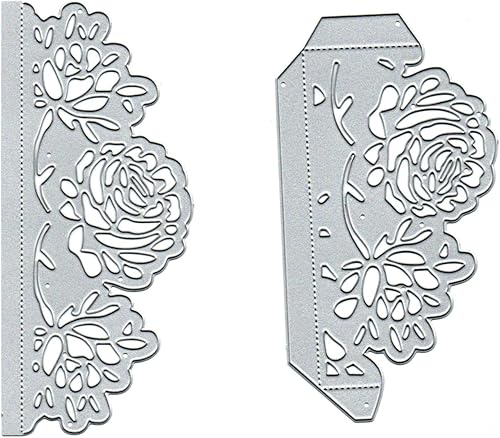 Miniatura 2 de Wild Suds - 2 troqueles de metal con borde de flor de rosa para hacer tarjetas, plantillas de corte de tarjetas de flores de boda, álbumes de