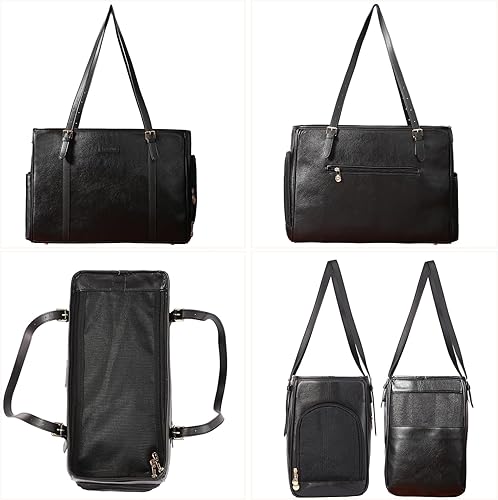 Miniatura 3 de Bolsa de cuero para perros pequeños, gatos, cachorros, bolsa de mano portátil aprobada por aerolíneas (negro)