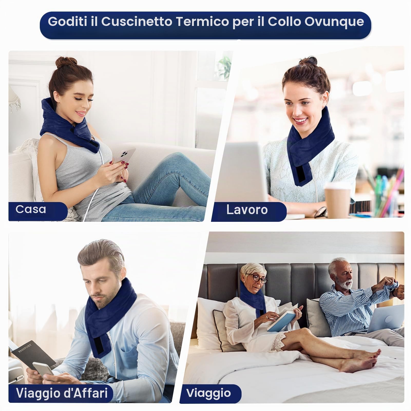 JOBYNA Termoforo Cervicale Elettrico, Cuscino Termico, Termoterapia Scaldacollo Cuscino Cervicale Termico per Alleviare il Dolore, 5 secondi Riscaldamento Rapido, 30-70 ℃ e 10-90 minuti Regolabile
