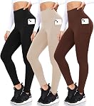 iaoja 3 Pack High Waisted Leggings with Pockets for Women-Soft Tummy Control Pants for Running Yoga Workout Leggings