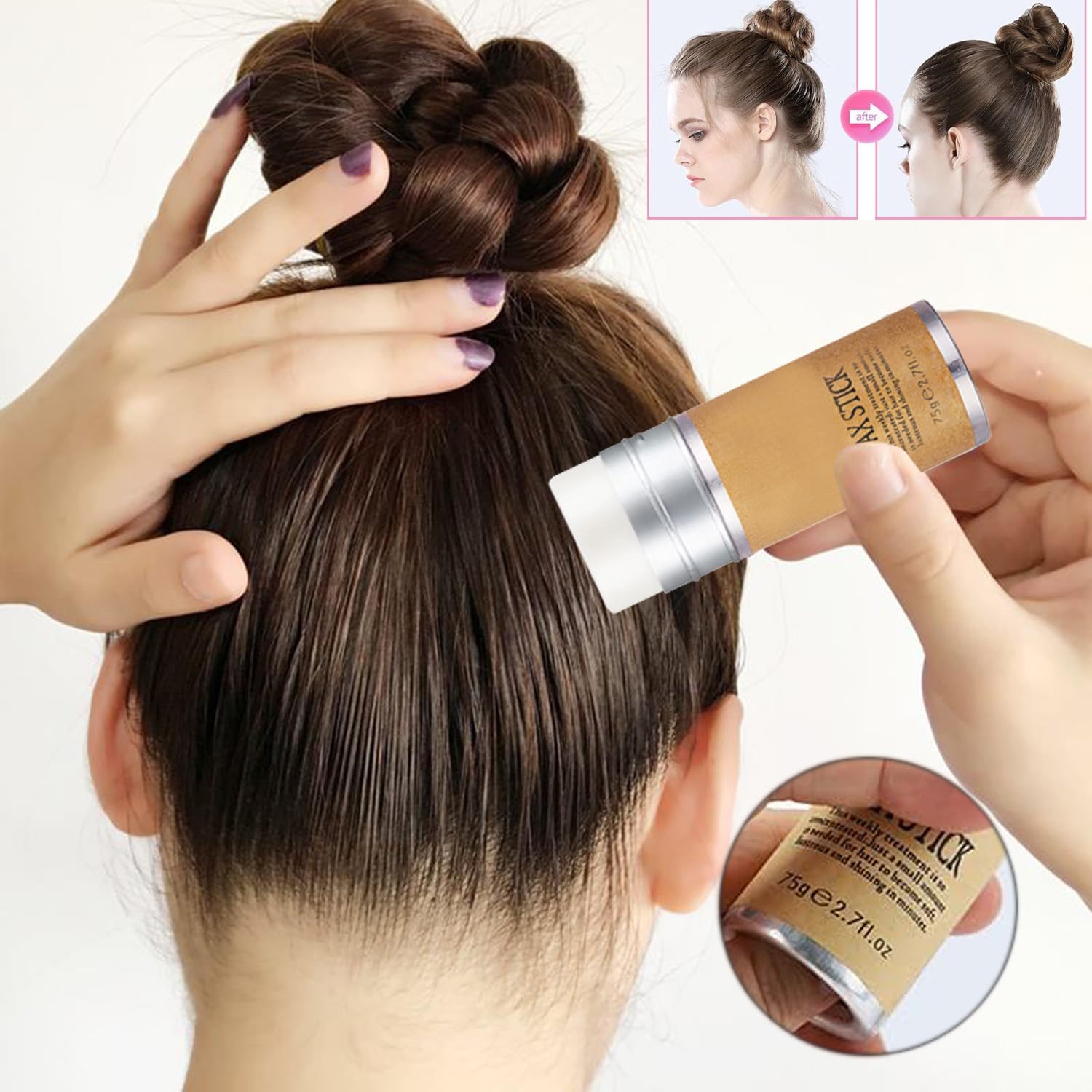 Barra de Cera para el Cabello 75 g, Pomada de peinado para pelucas, Para Hombres Y Mujeres Con Todos Cabello