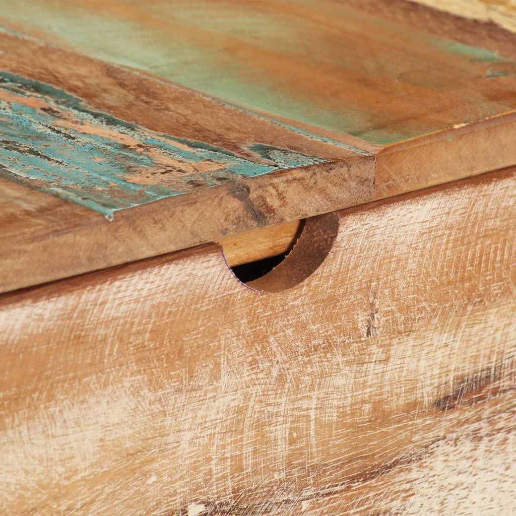 Tavolo da Trucco in Legno Massello di Recupero 112x45x76 cm con Specchio, 2 Cassetti e Scomparto Nascosto, Mobiletto Salvaspazio per Camera da Letto, Postazione Make Up con Organizzatore