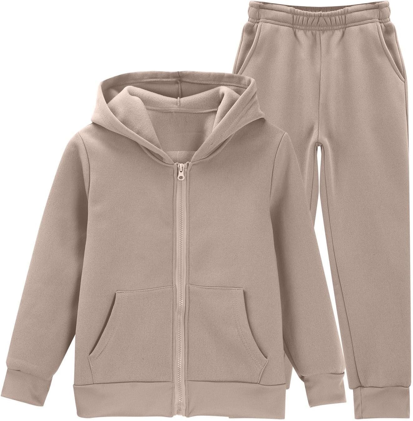 Girls Fleece Sweatsuit 2 Piece Outfits Jogger Sets Zip Up hoodies and Sweatpants Set with Pockets (5-13 Years)