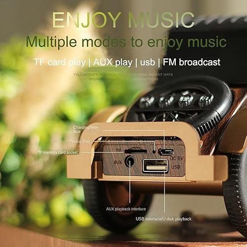 Miniatura 6 de Retro Wood Speaker Grain A9 Classic Car Bluetooth Speaker Wireless Subwoofer Radio Portable Mobile Phone Bracket Mini Stereo Perfect Gift for Music