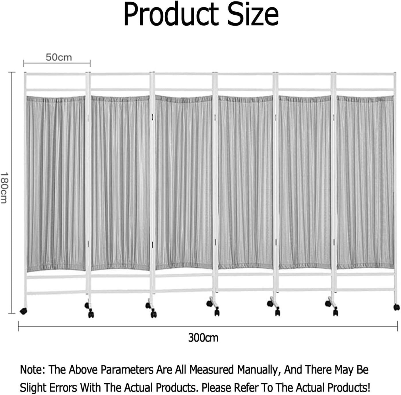 Rolling Medical Privacy Screen with Wheels,6ft High Foldable Room Divider,3 4 5 6Panels Portable Room Divider for Hospitals Office Beauty Salon (Yellow 6)