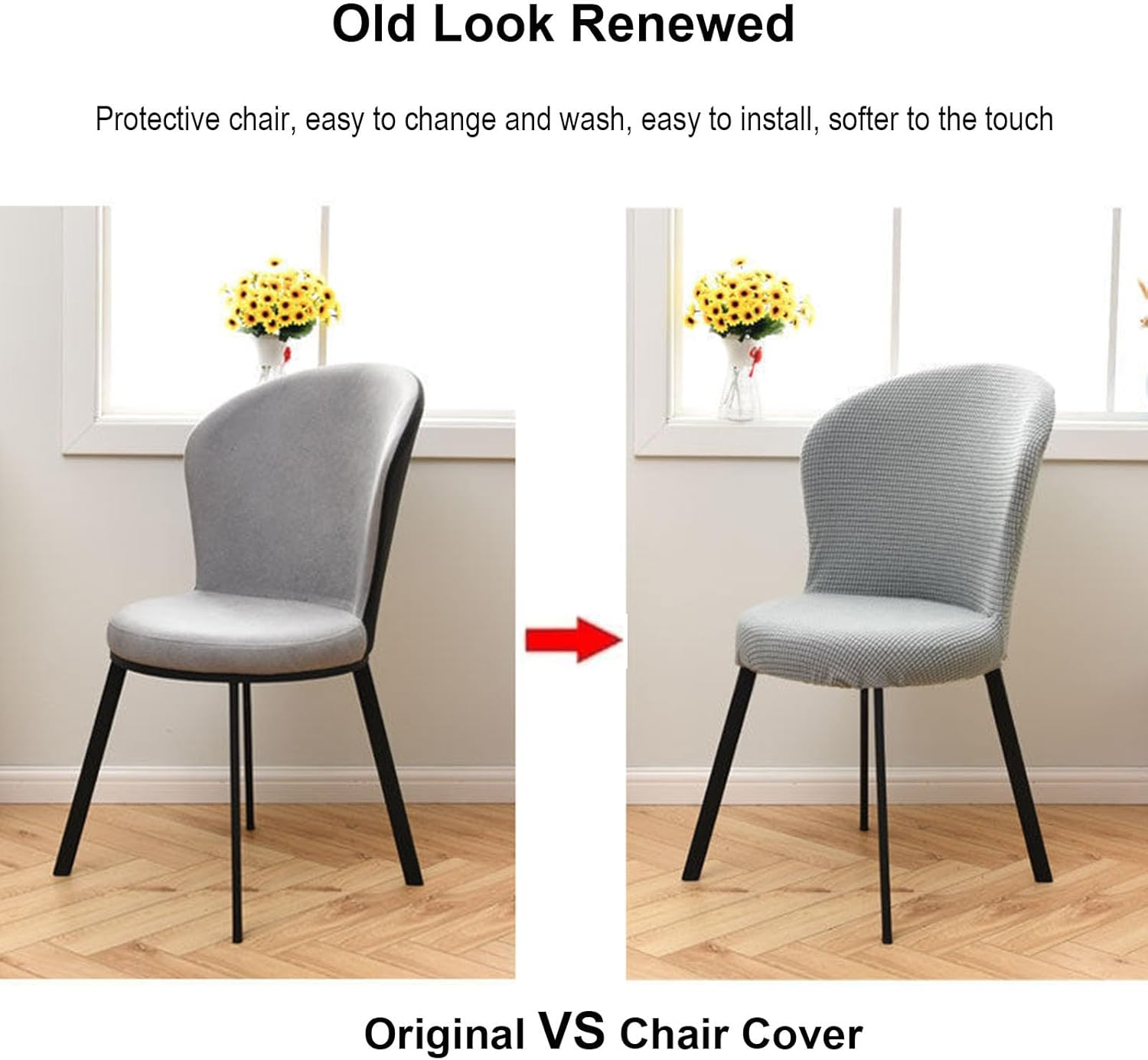 Curved Back Chair Covers Round Seat Cover Modern Dining Chair Slipcover Stretch Seat Cover Washable Chair Protector for Dining Room Hotel Restaurant,Dark Green,2pcs