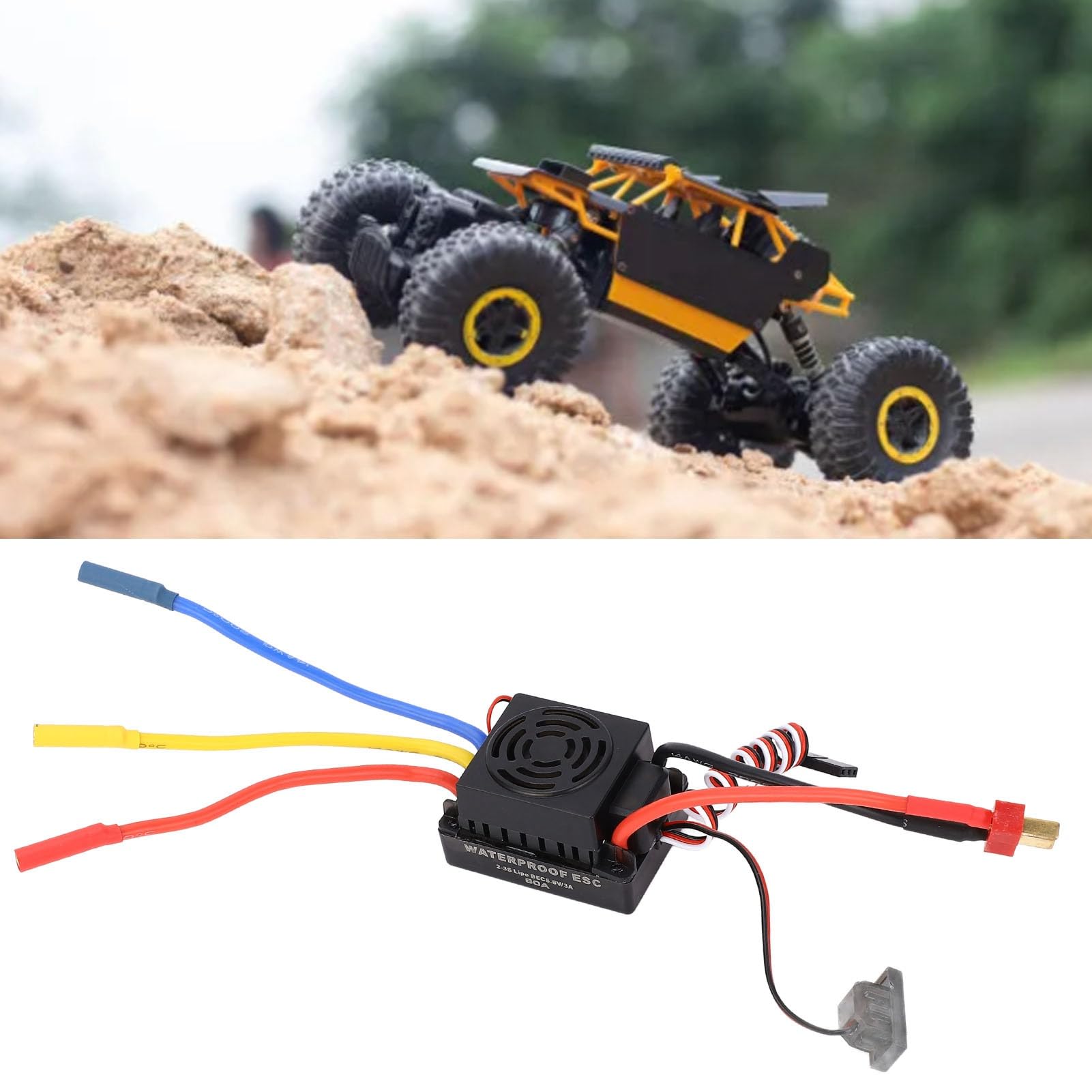 60A ESC Brushless Impermeabile, 5,8 V 3 A BEC, Scheda di Programma Regolabile, per Auto e Barche RC in Scala 1/10, Controller Motore ad Alte Prestazioni