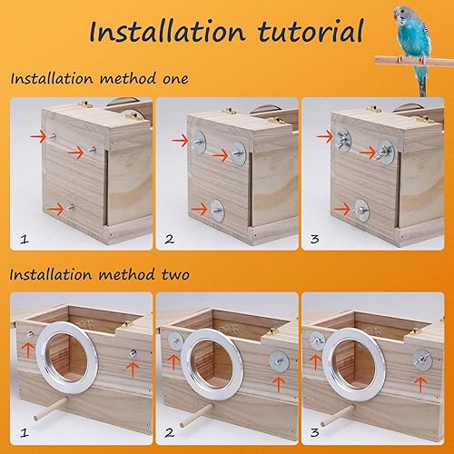 Miniatura 5 de Caja nido de periquitos transparente para cría de periquitos, jaula para pájaros y periquitos, cacatúas, loros, pinzón de periquitos, canario