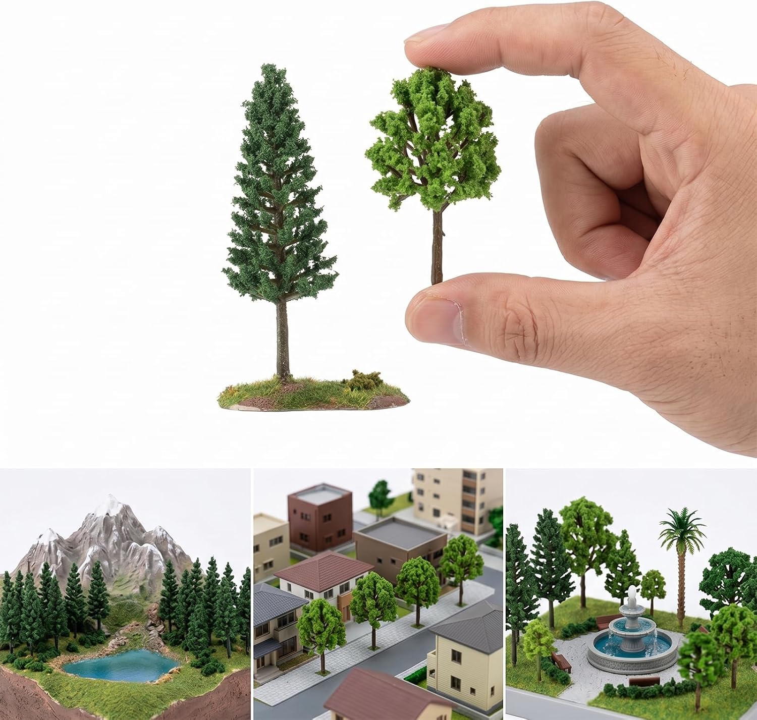 29 Pcs Mixed Model Trees, 0.98-3.93 Inch (2.5-10.5 cm) Miniature Trees Diorama Supplies Little Fake Tree Train Scenery Architecture for DIY Crafts, Building Model, Scenery Landscape (Natural Green) image 4