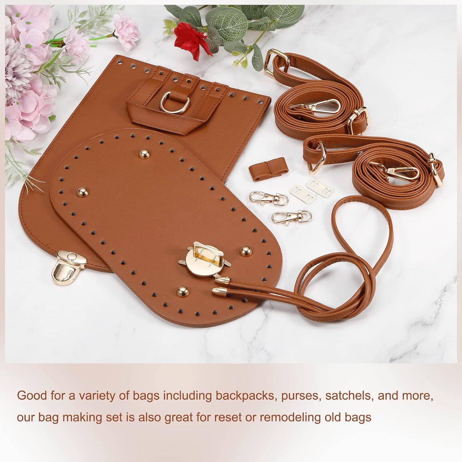 uxcell Leather Bag Bottom Shaper, 4Pcs DIY PU Purse Shaper Bag Bottom with Hole 11.8 x 5.9 Inch for Purse DIY Bag Making Accessories - Multicolor