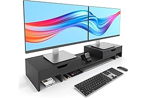 Monitor Stand with Drawers: Dual Monitor Stand Riser with Excellent Storage