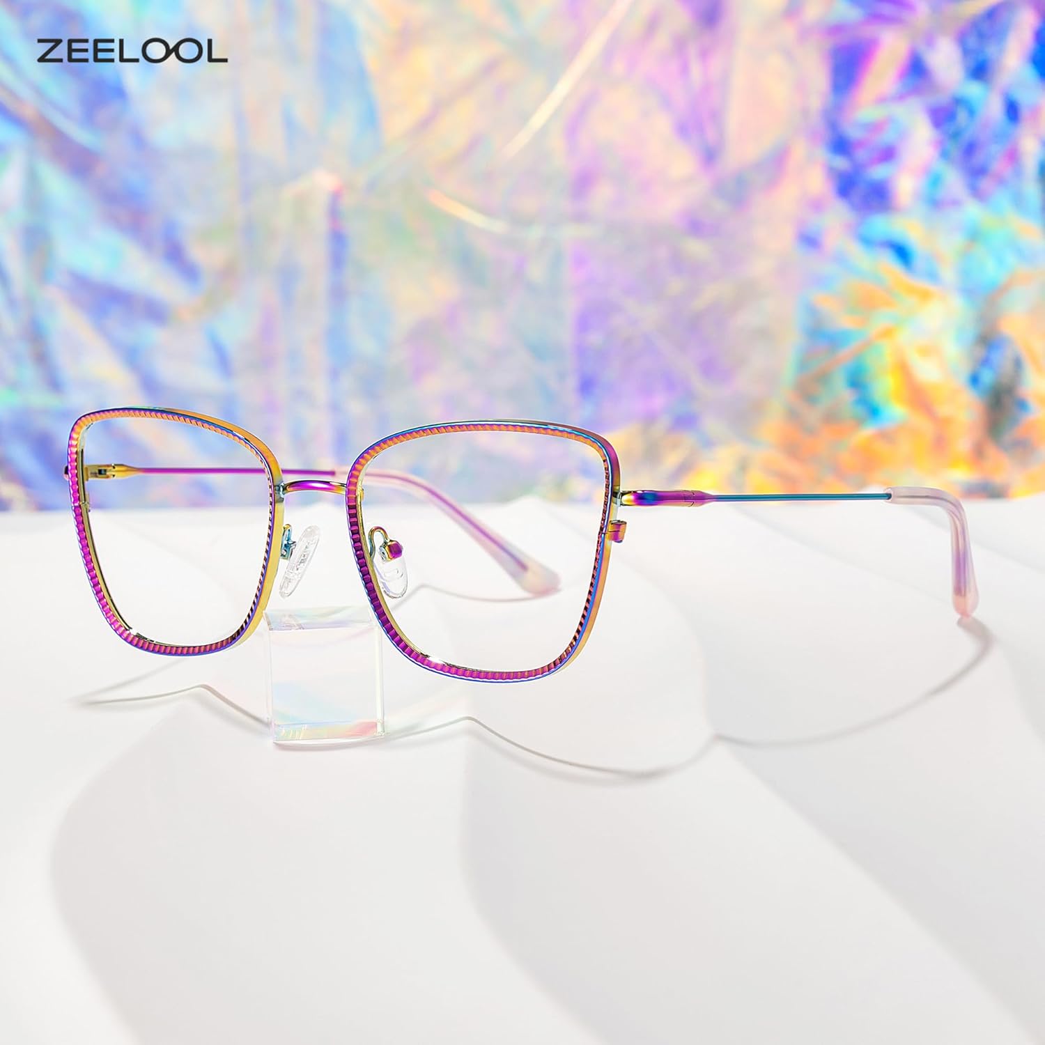 Zeelool Square Glasses Frames for Women Blue Light Glasses Fashion Eyeglasses with Anti Reflective Coating JGM688804 Solimar - Image 2