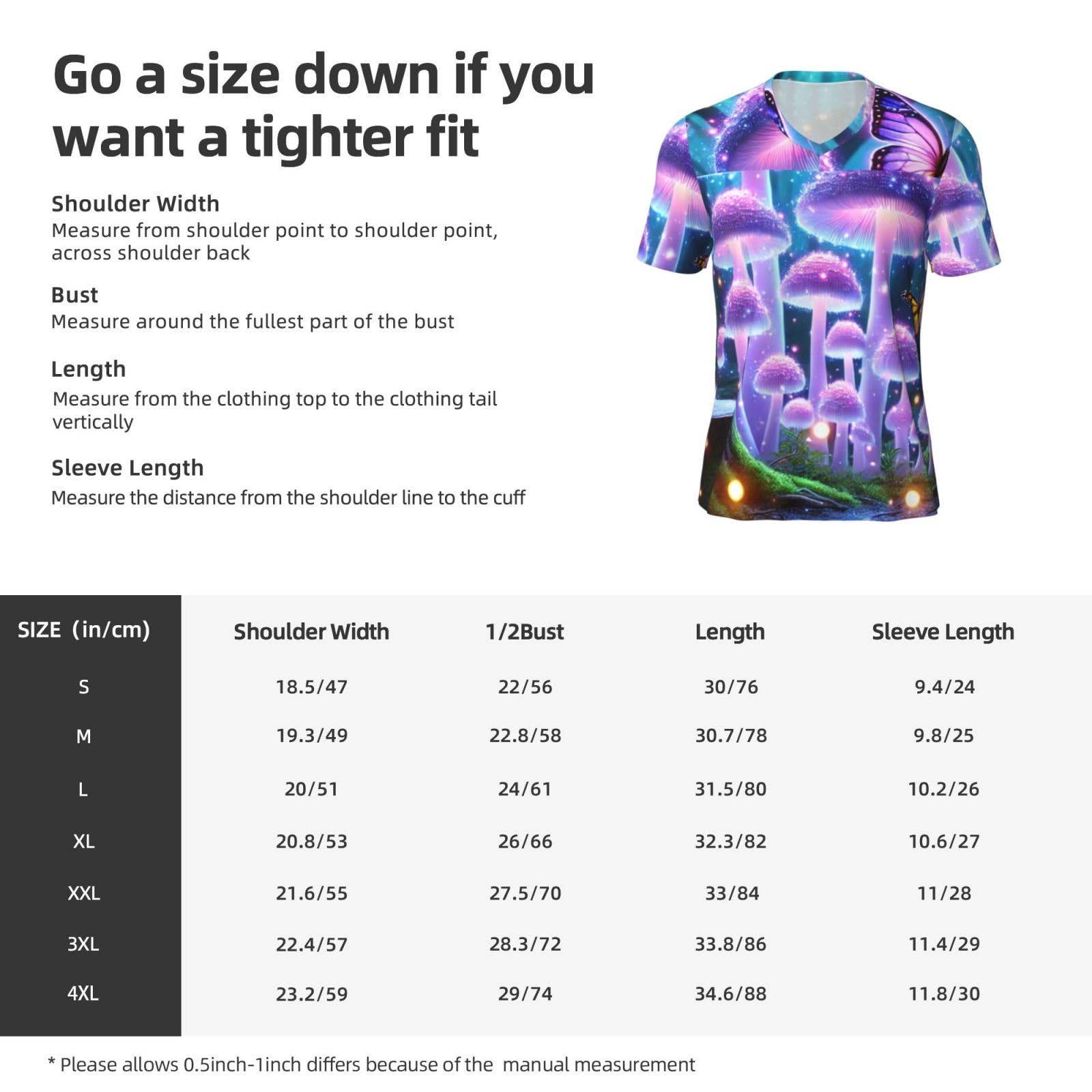 Stylish Athletic Sports Jersey Magical-Mushrooms-Butterflies Men's Rugby Jersey X-Large Black