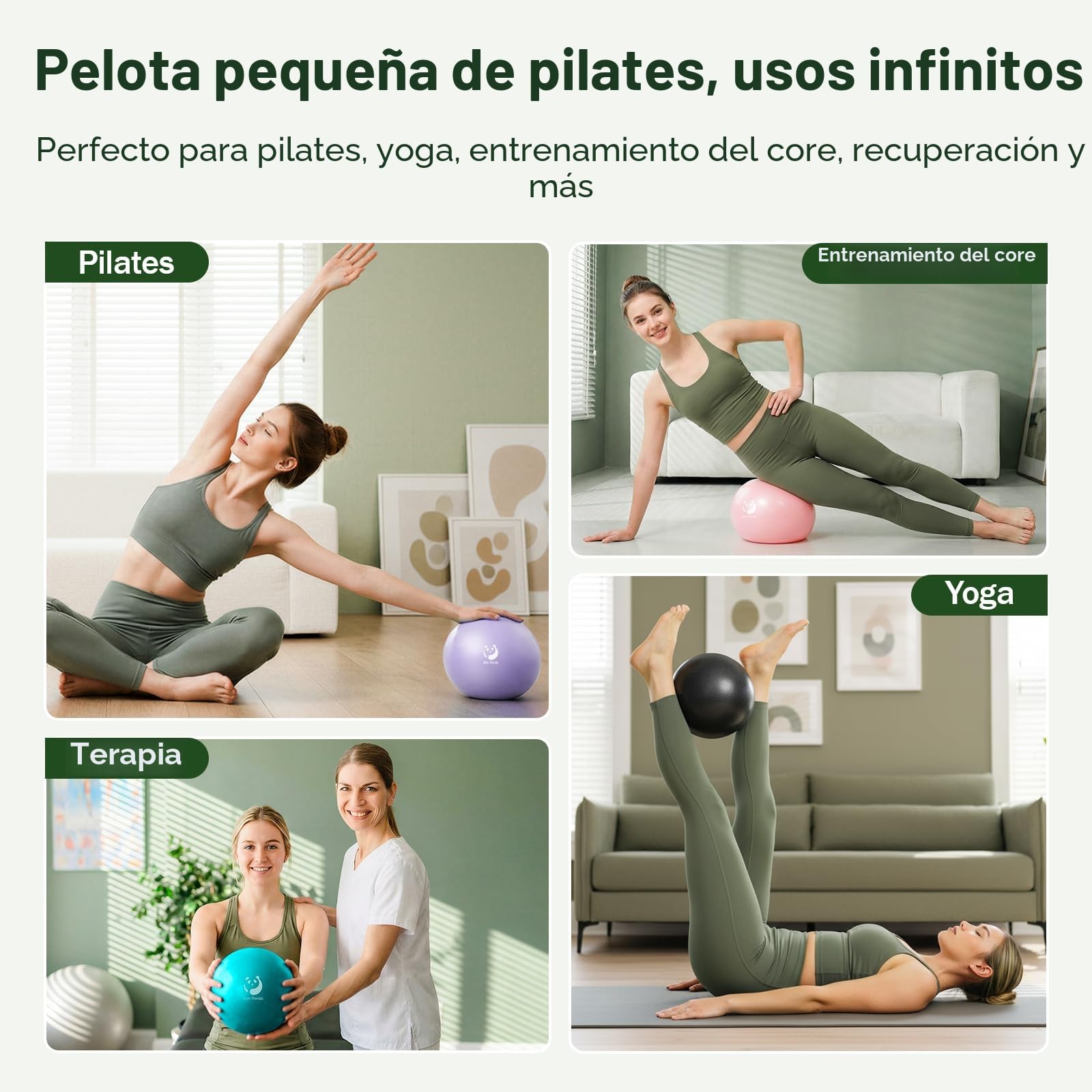 Slim Panda Pelota de Pilates 23cm Antiexplosión Antideslizante PVC Yoga Fitness
