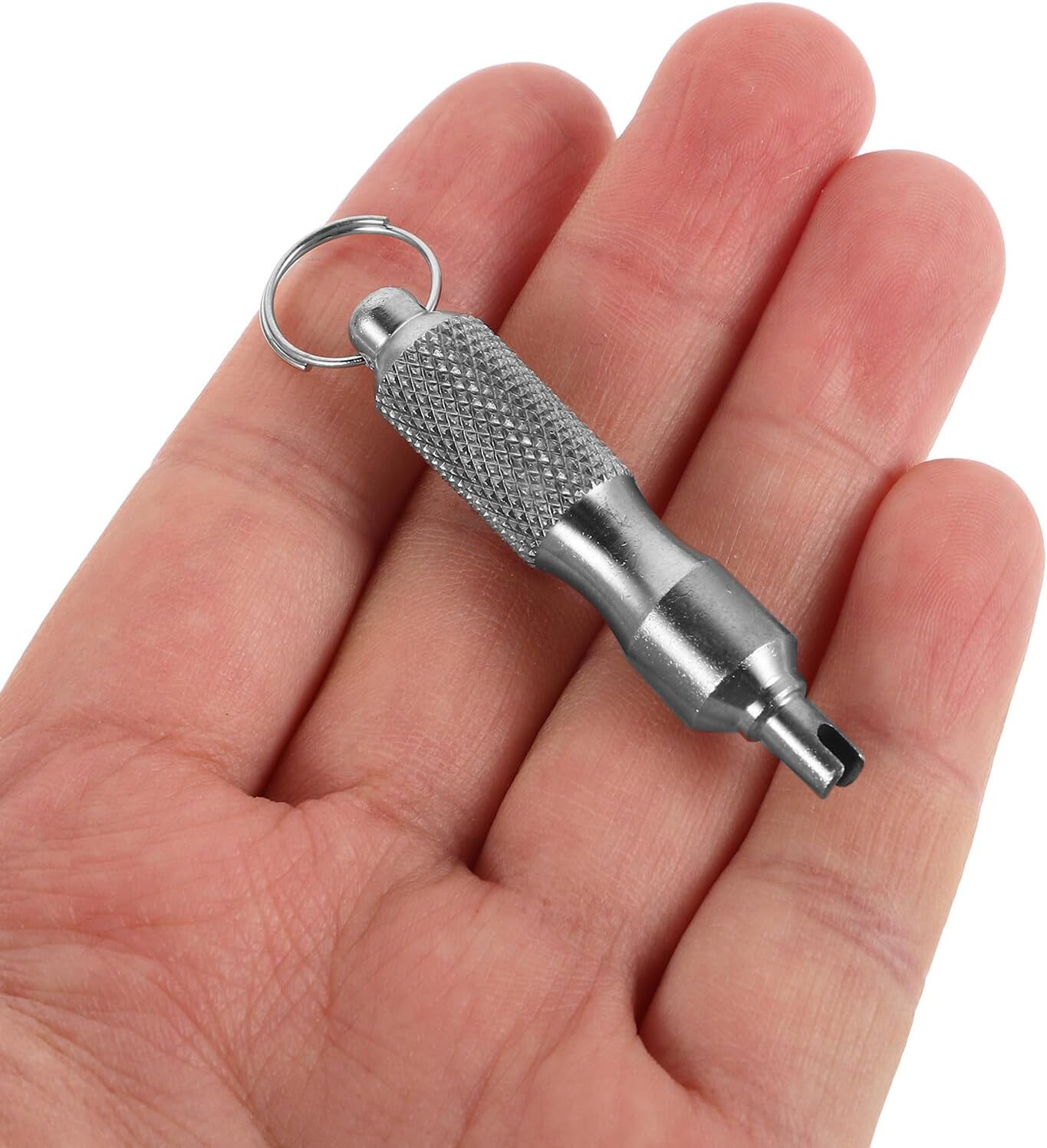 5pcs Portable Stainless Steel Valve Core Wrench Keychain for Tire and Ac Valve Stem Removal Disassembly Tool for Auto Bicycle Motorcycle Repair
