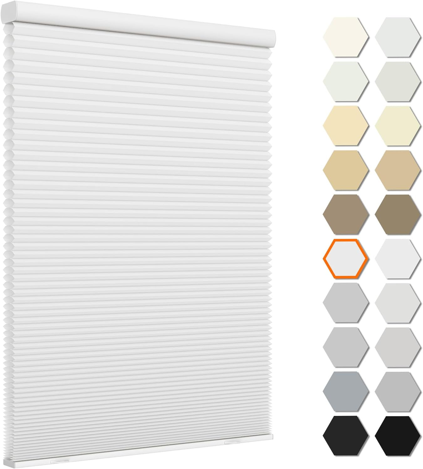LazBlinds Cordless Cellular Shades, Custom Light Filtering 1.5 inch Honeycomb Shades Pleated Blinds for Windows, White