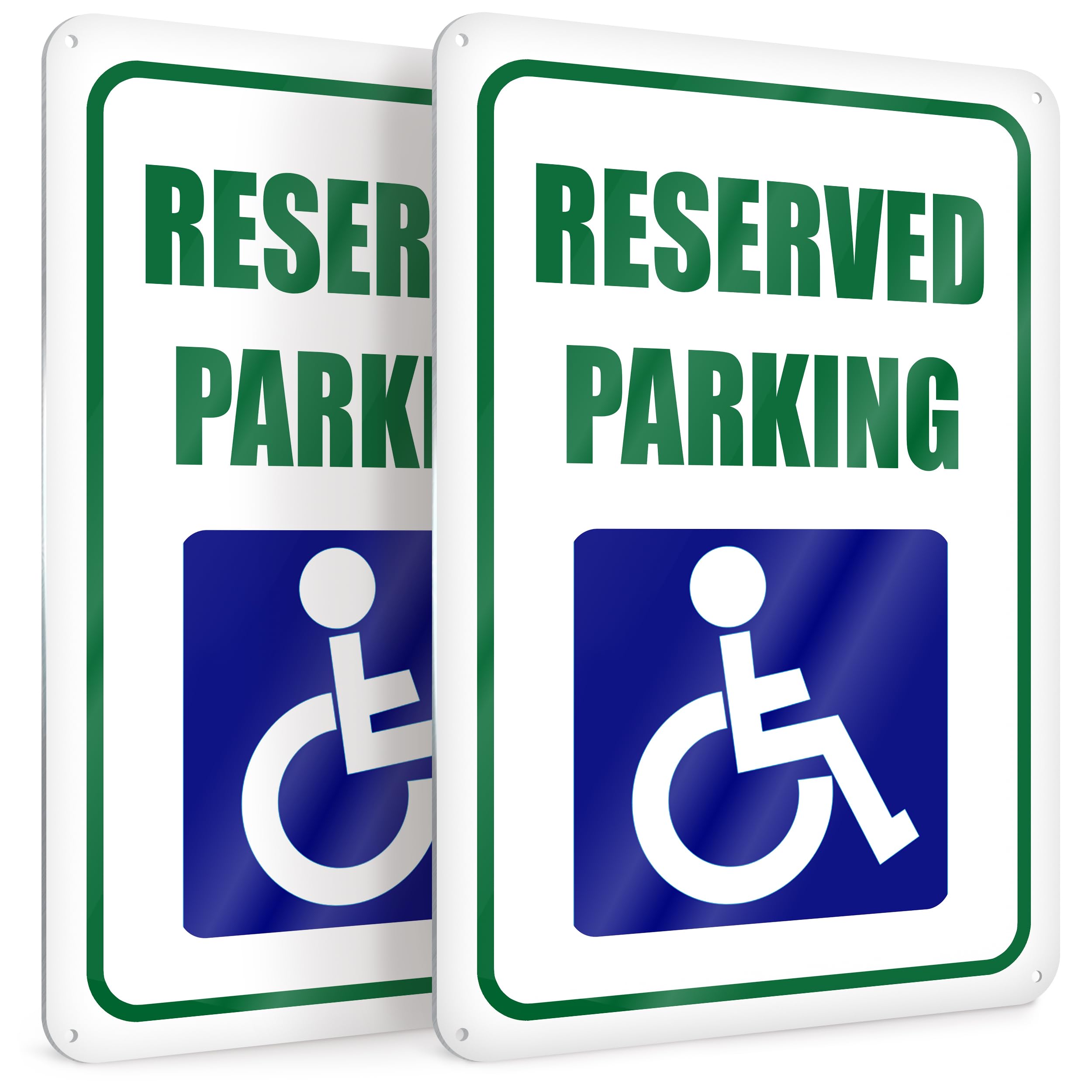 2 PC Handicap Reserved Parking Signs, 8x12 Reflective Aluminum Disabled Parking Sign, UV Protect, Easy Install