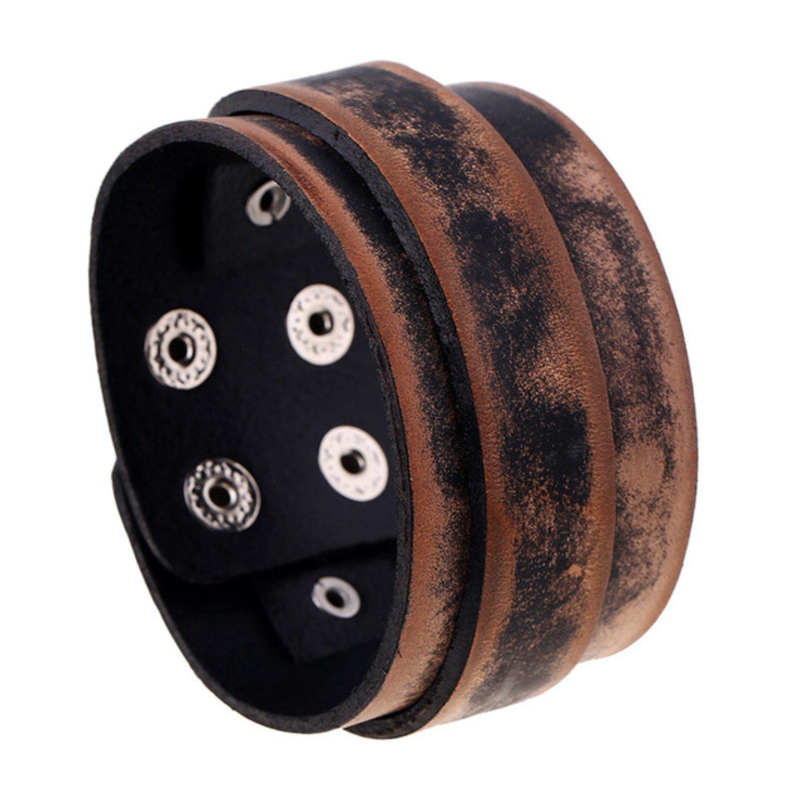 LYGXWJFC Nuevas Pulseras Trenzadas Vintage de Cuero Genuino, brazaletes Punk Marrones, brazaletes para Hombres, joyería