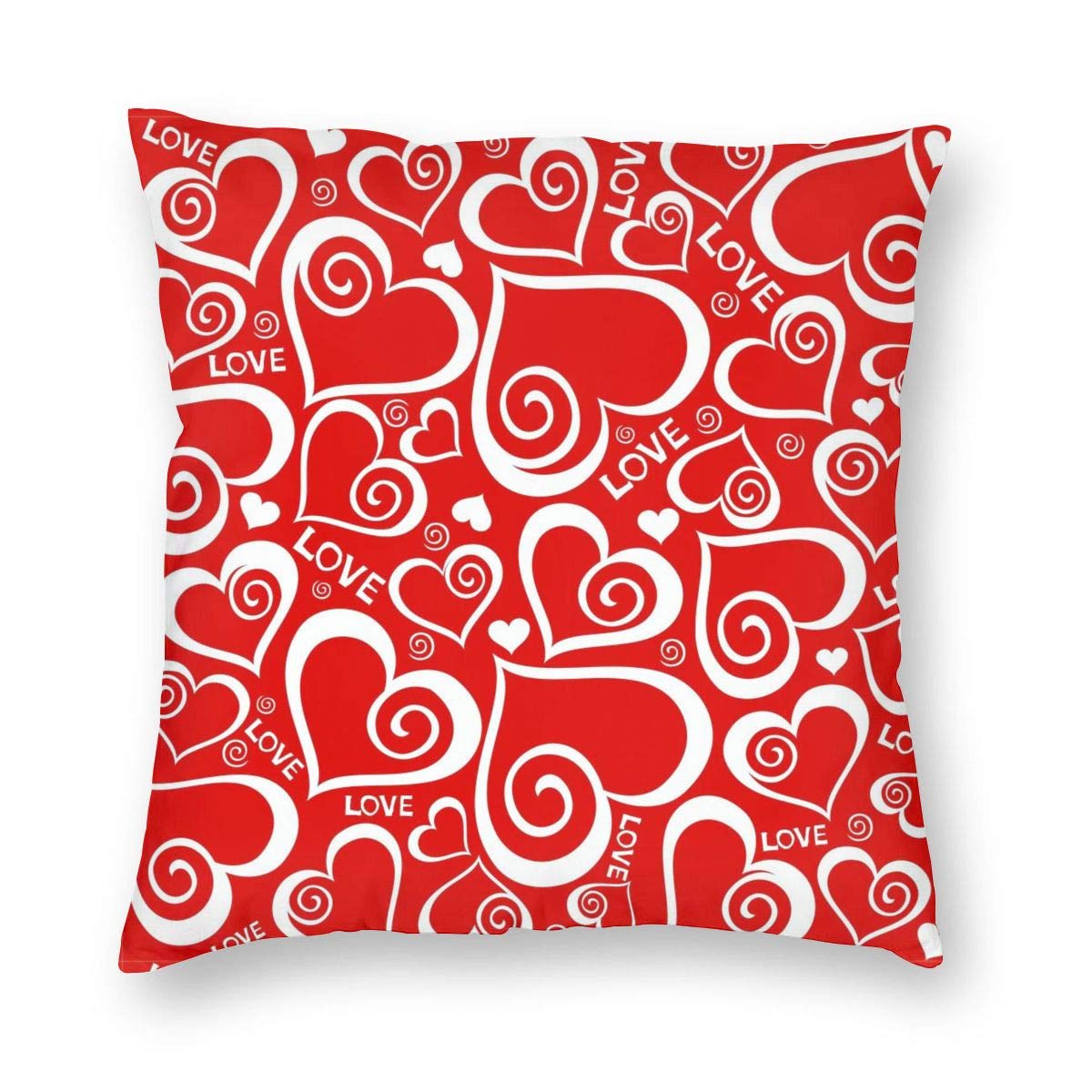 HUYGD Pillowcase Red Love Heart Words Print Pillow Covers 45X45Cm Throw Pillow Case Soft Cushion Case Funky Pillow Case For Car Decor Sofa Chair Bedroom
