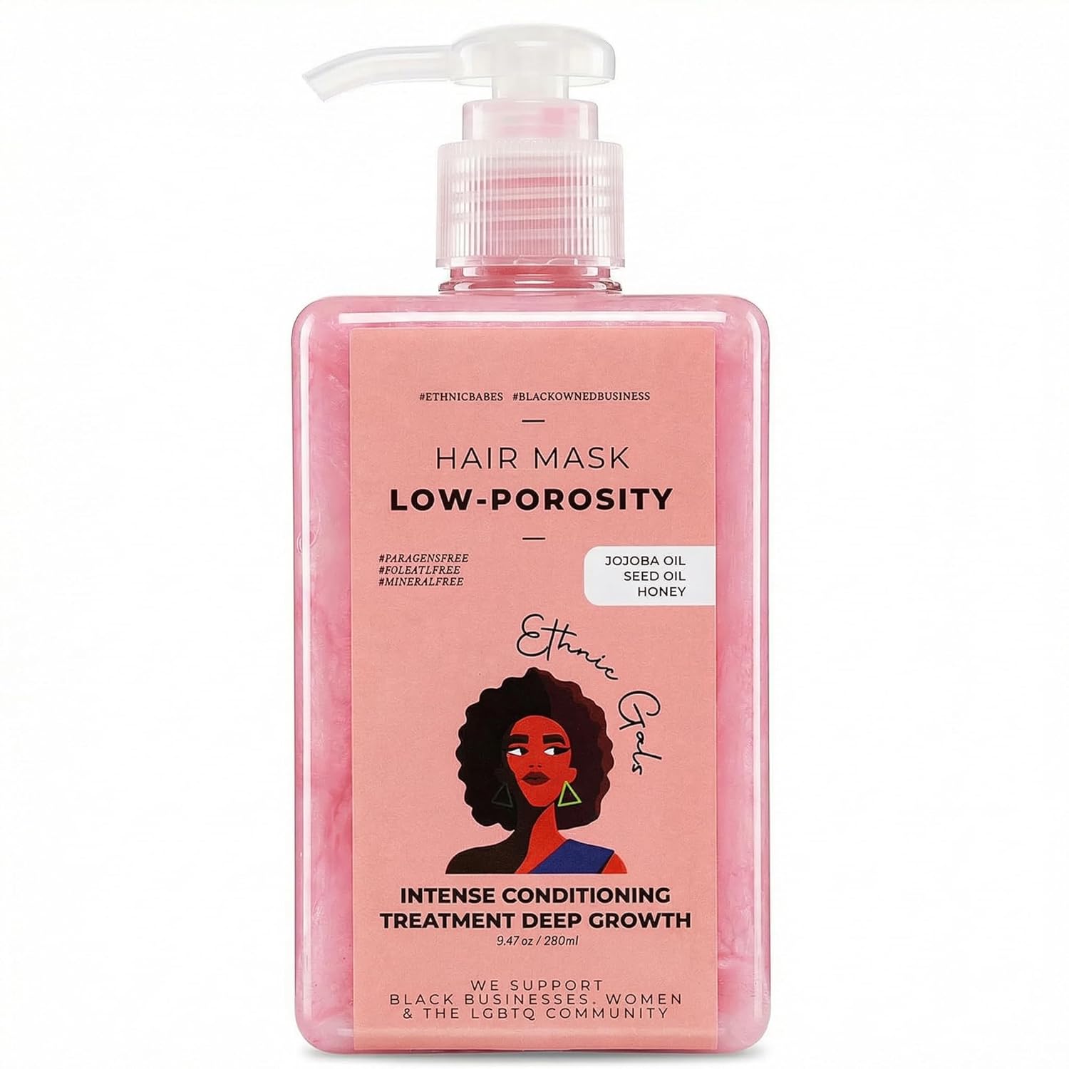 Low Porosity Hair Mask - Deep Moisture & Repair Treatment for Curly, Coily, Dry Hair with Shea Butter & Argan Oil, Restores Softness & Shine, 9.5 fl oz (280ml) | Ethnic Gals