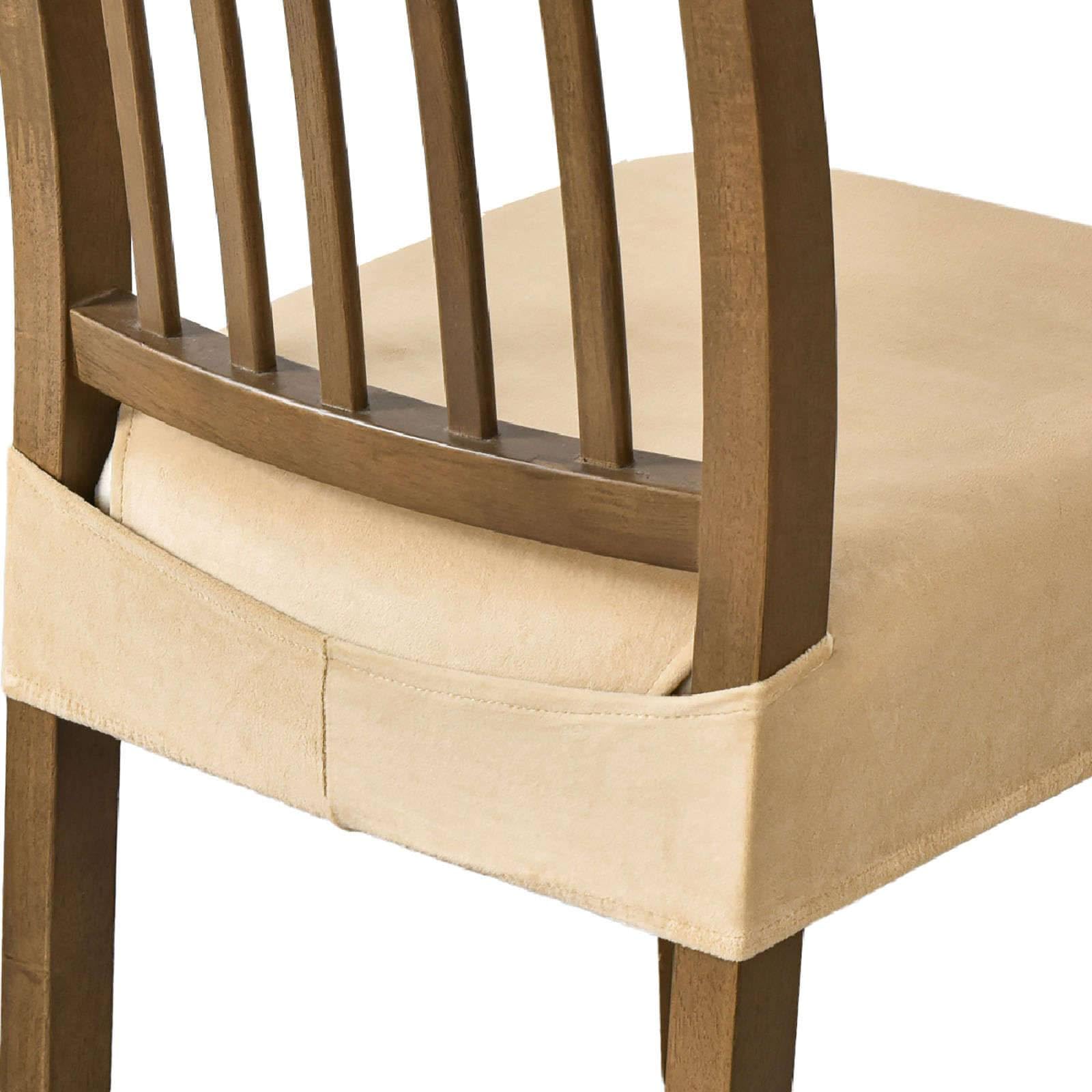 Paquete de 6 fundas de terciopelo para sillas de comedor, fundas de asiento extraíbles y lavables para sillas de cocina, fundas protectoras suaves