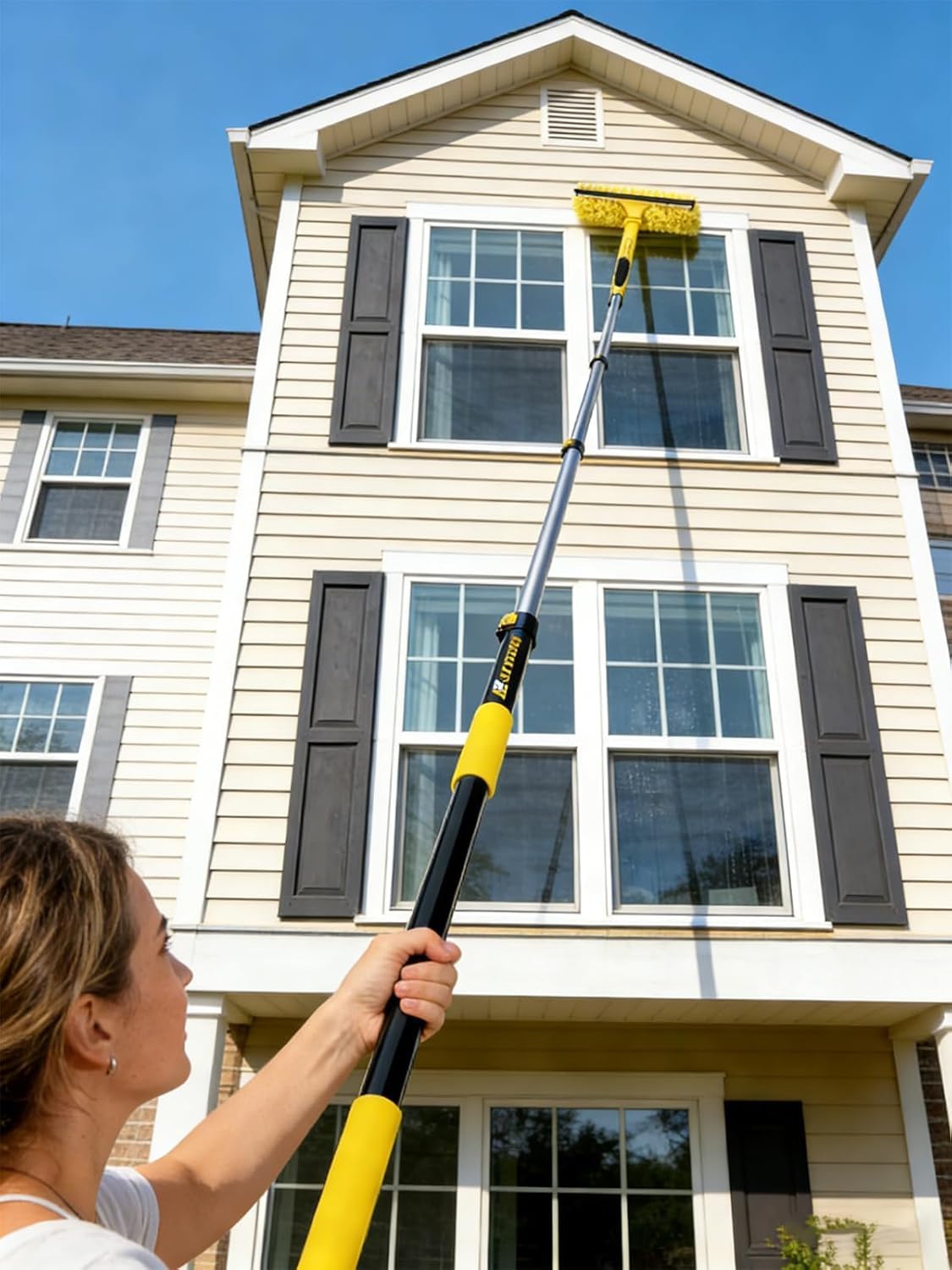 4.5-18ft Commercial Grade Extension Pole - Ultimate Reach for Large Buildings & Pro Use - Maximum 24ft Total Reach with Secure Lock System