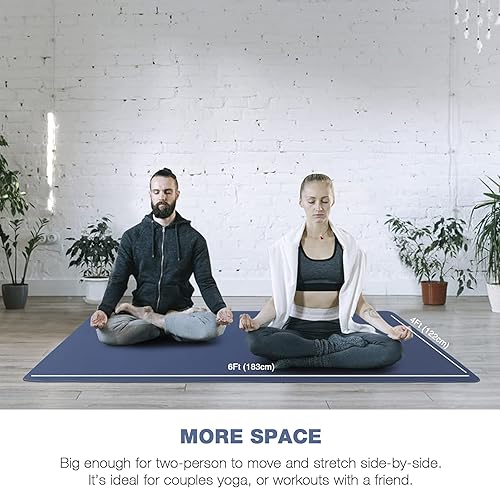 Miniatura 5 de UMINEUX Tapete de yoga grande para hombres y mujeres de 14 y 25 pulgadas, extra grueso, TPE para entrenamiento en casa, gimnasio, antideslizante,