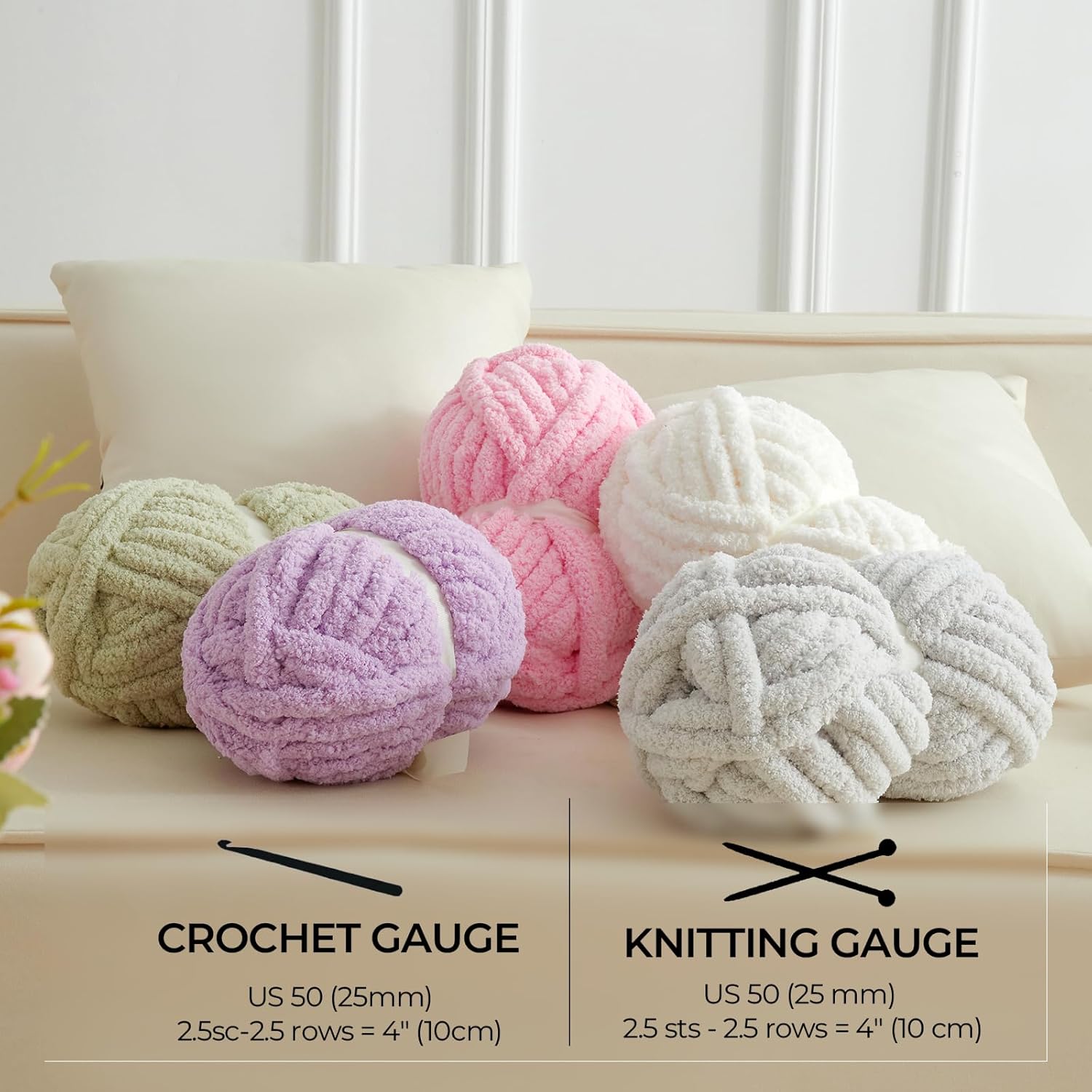 Chunky Yarn for Hand Knitting 8 Pack, Fluffy Thick Yarn for Crocheting, Soft Bulky Chenille Blanket Yarns for Handcrafts & DIY(Orange 28yds 8oz Each Skein)