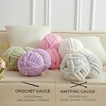 Chunky Yarn for Hand Knitting 4 Pack, Fluffy Thick Yarn for Crocheting, Soft Bulky Chenille Blanket Yarn for Handcrafts & DIY(Sky Blue 28yds 8oz Each Skein)