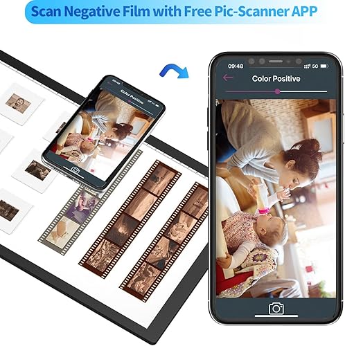 Miniatura 3 de Eyesen Caja de luz con visor de diapositivas, escáner de luz ultrafino A4 alimentado por USB para foto de diapositivas y escaneo negativo de