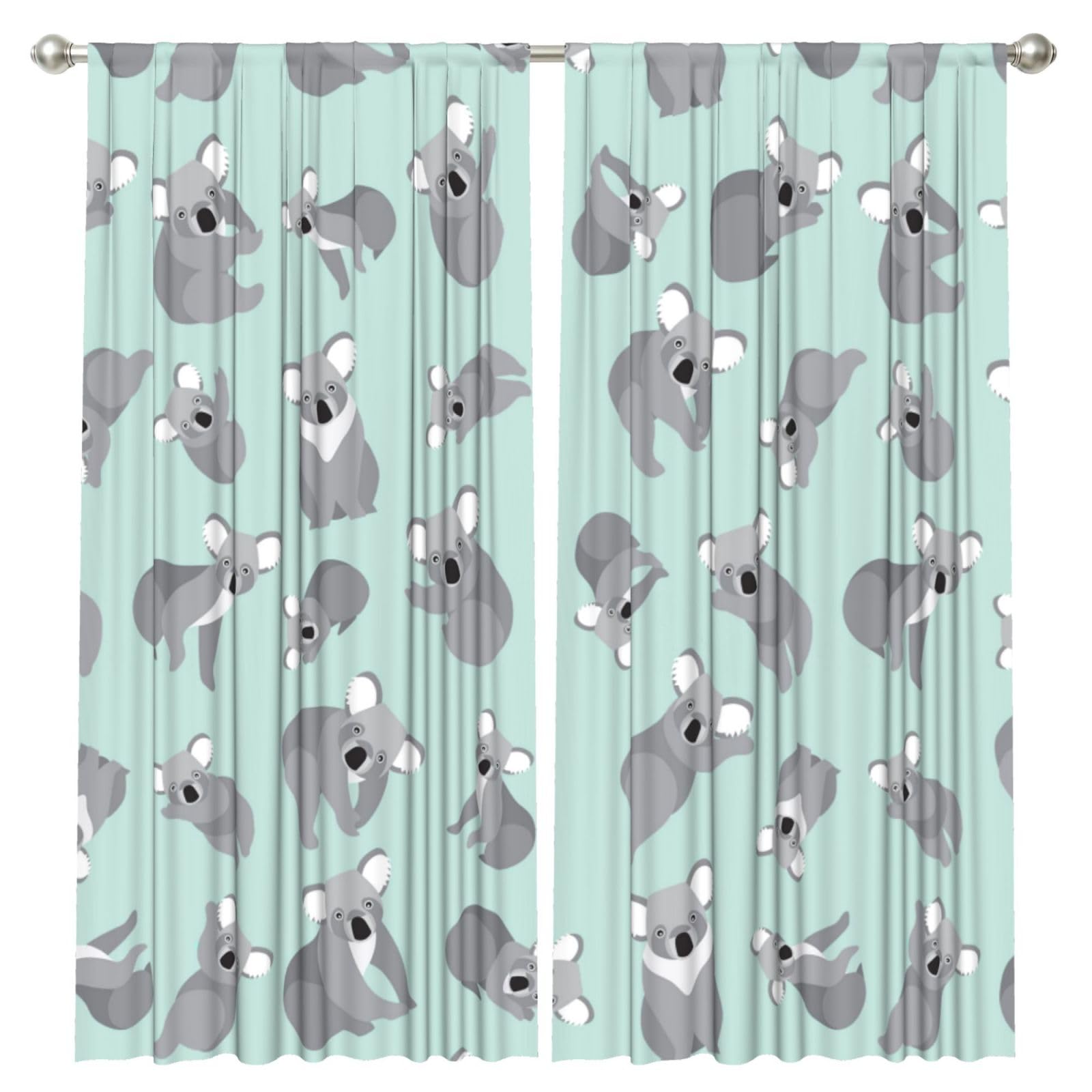 InOmak Cute Koala, 2 Panels Window Curtains 52 x 84 Inch Blackout Curtains for Living Room Bedroom