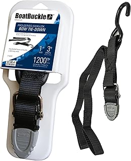 BoatBuckle Pro Series Kwik-Lok Bow Tie-Down Straps with Loop End - 1"x36" 1200lbs Break Strength, Boat Tie Down Straps to Trailer, Bow Safety Strap for Boat Trailers, Adjustable SUR-Grip Buckle