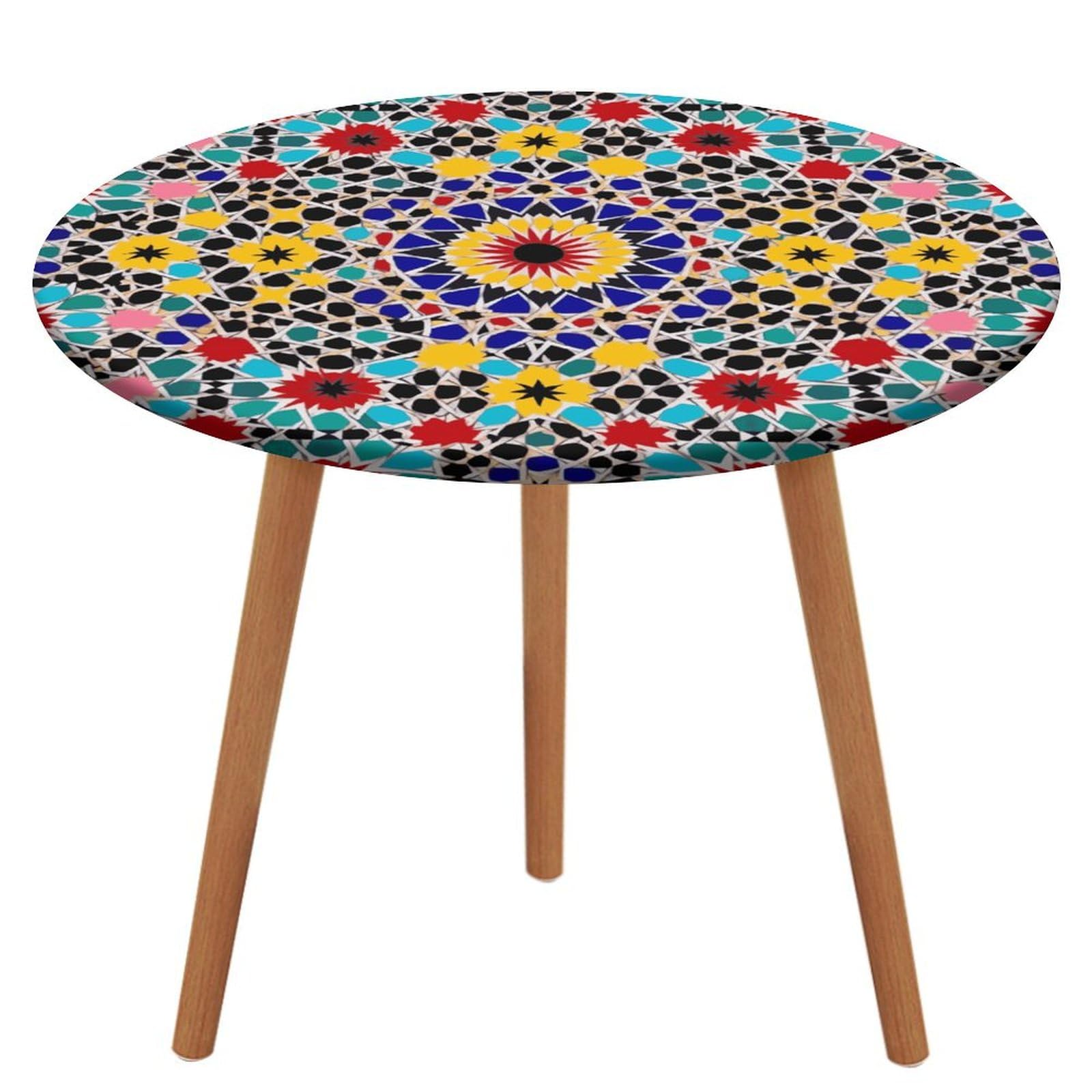 Nappe ronde marocaine 130 cm imperméable et extensible pour table de pique-nique