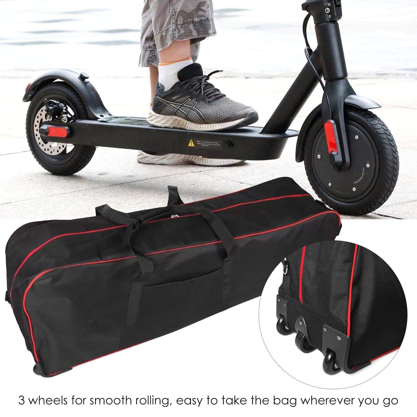 Sac De Transport Pliable pour Scooter, Sac De Rangement Étanche Rayures pour Scooter, Sac À Dos De Transport pour Scooters À Équilibrage Automatique De 10" et Deux Roues Noir-Rouge