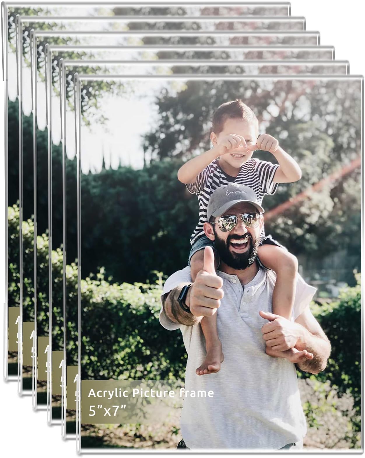DZZ Acrylic Photo Frames, Clear 5x7 Display, Wall Mounted for Home, School, Office, Vertical Set of 6