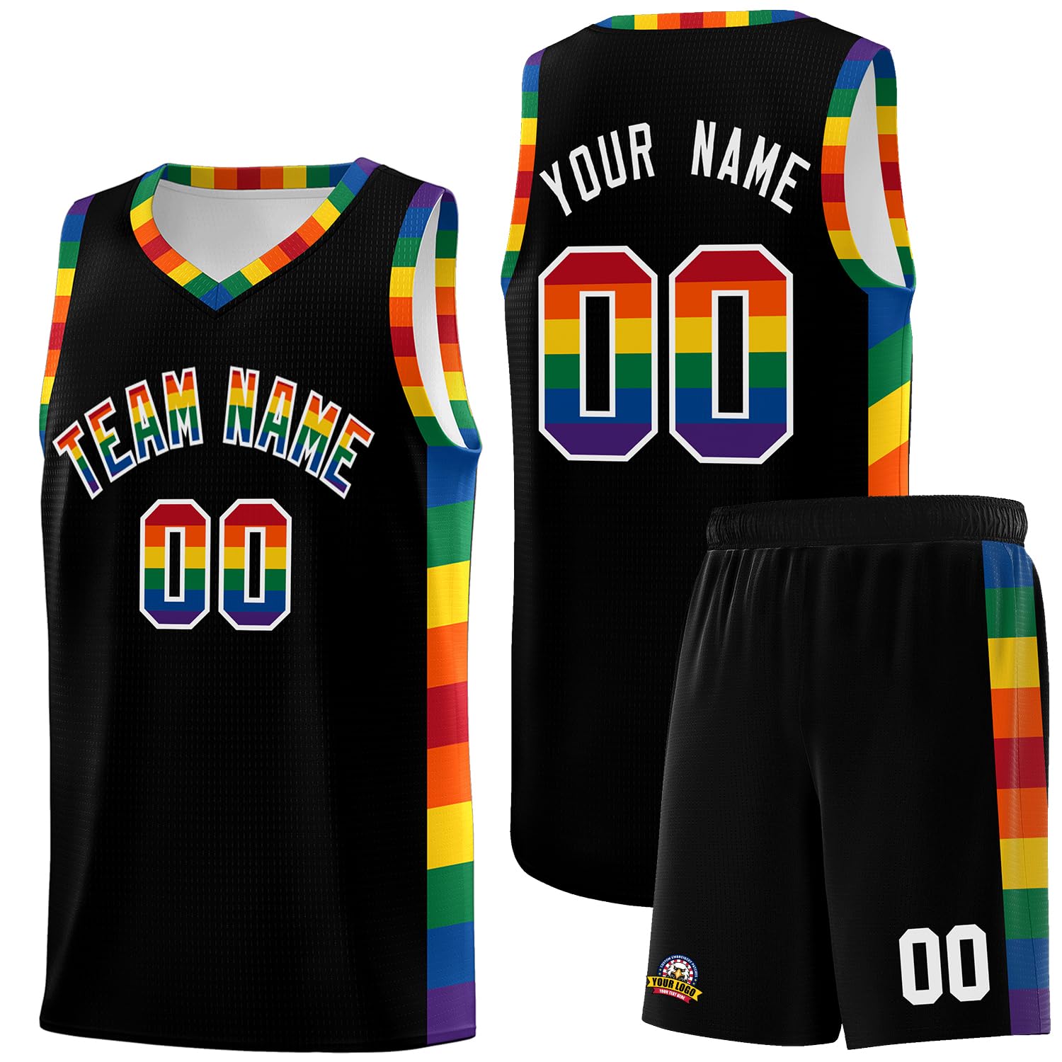Generic Custom Basketball Jersey Suit for Adult Kids Personalized Basketball Shirt Shorts Printed Name Number Logo, Black-15