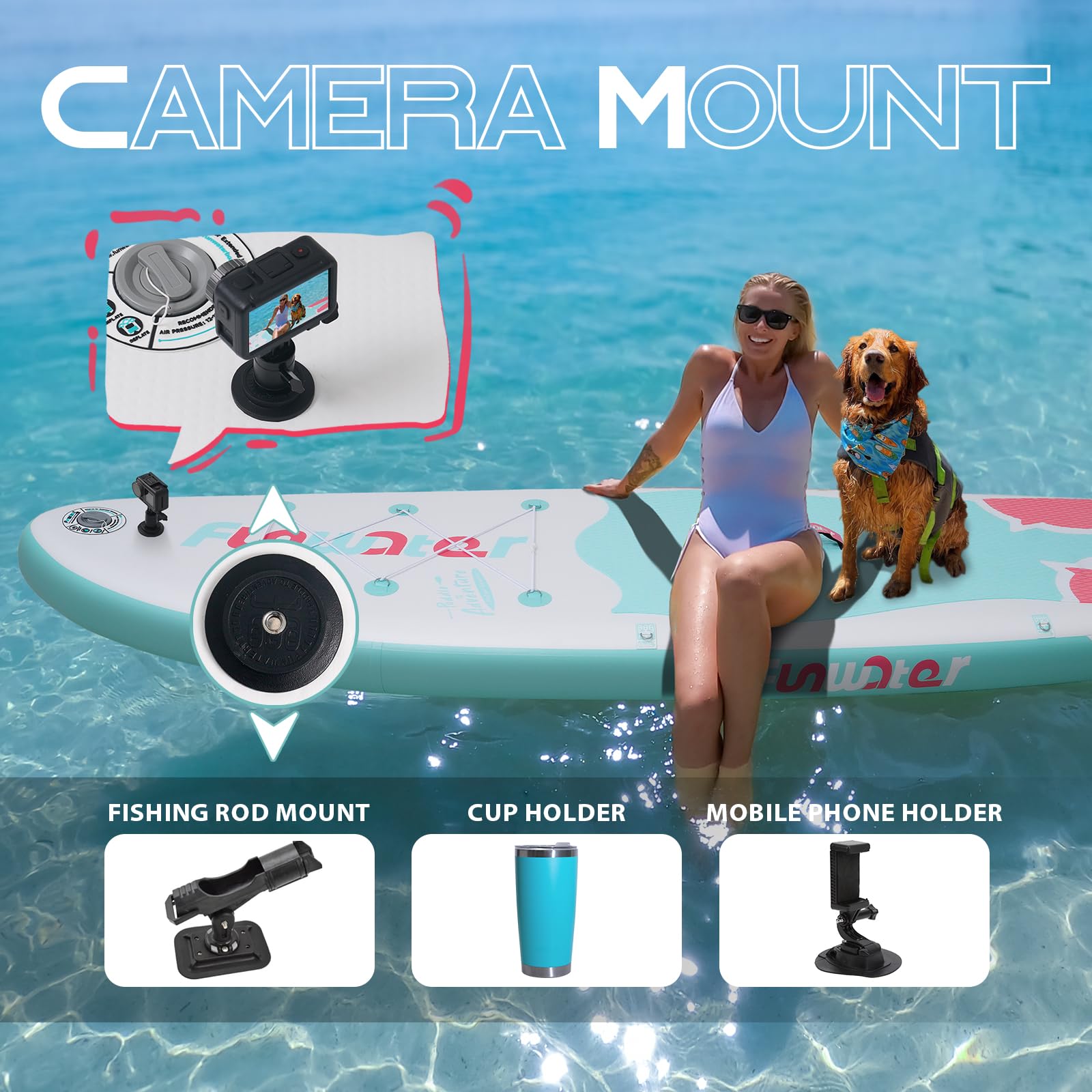 FunWater SUP 空気注入式スタンドアップパドルボード 超軽量 空気注入式パドルボード ISUPアクセサリー フィン 調節可能なパドル ポンプ バックパック リーシュ 防水電話バッグ Amazon | FunWater SUP 空気注入式スタンドアップパドルボード 超軽量