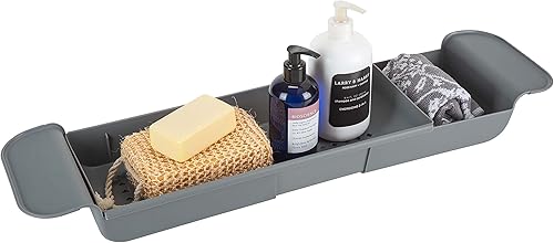 Miniatura 3 de Bath Bliss Organizador extensible para bañera  Antideslizante  Sobre la bañera  21-27 pulgadas  Bandeja para bañera  Almacenamiento y organizador de
