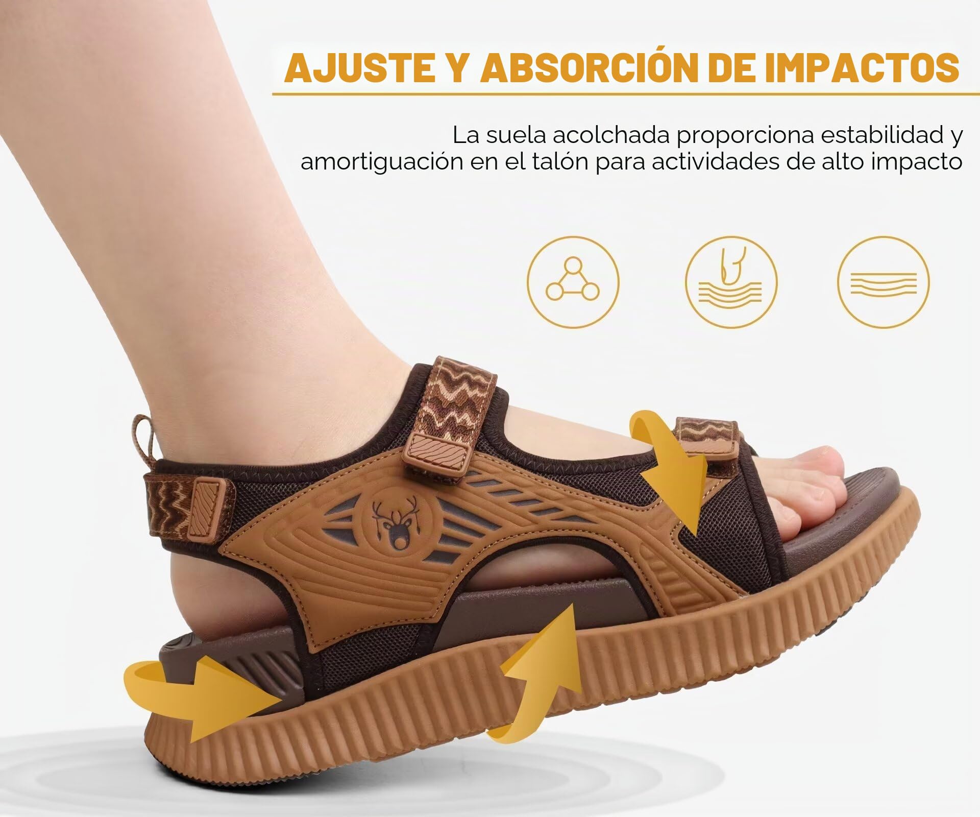 KuaiLu Sandalias Trekking Deportivas Mujer Ortopedicas Senderismo Sandalias | Comodas Caminar Fascitis Plantar Verano Abierta Ligera Cuero Ajustables Antideslizantes Sandalias Montaña Caqui Marrón 38