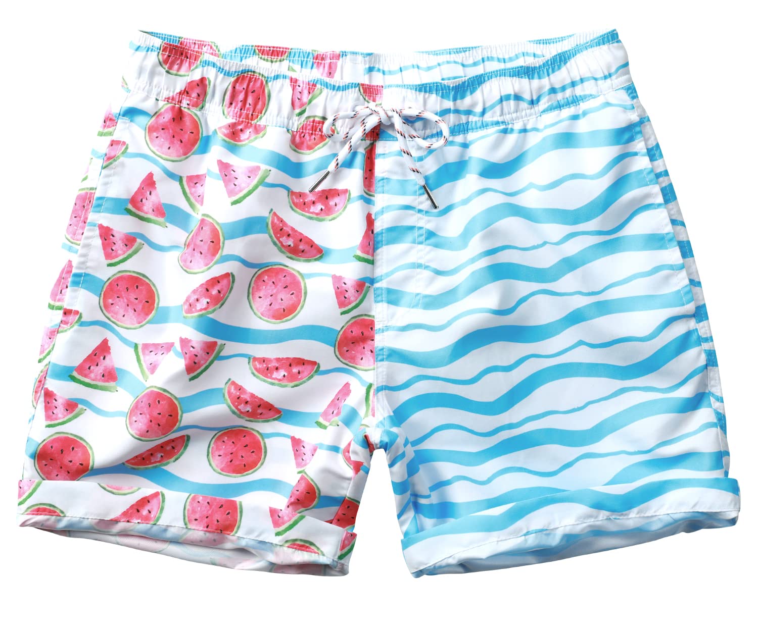 Photo 1 of JOTOOK Mens Swimming Trunks Quick Dry Swim Shorts with Mesh Lining Beach Shorts Blue Watermelon XX-Large